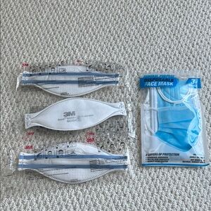 NWT set of three 3 M Aura 9205+ face masks plus 2 NIB general purpose masks